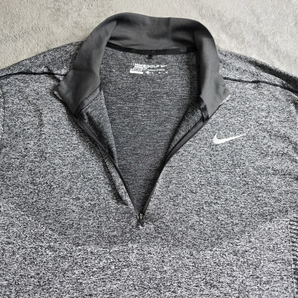 Nike Golf Dri Fit Shirt Mens XL Grey Modern Fit Long Sleeve Performance Stretch